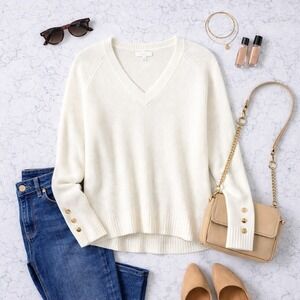 Lilly Pulitzer KayCee V-Neck Sweater White Womens, Small